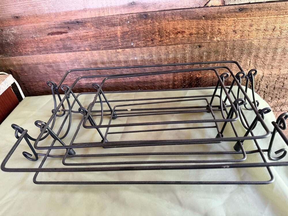 Set of 3 Nesting Black Wire Metal Storage Baskets
